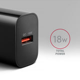 Axagon ACU-QC18 oplader til mobil enhed Mobiltelefon, Strømbank, Smartphone, SmartWatch, Tablet, Universel Sort Vekselstrøm Hurtig opladning Indendørs