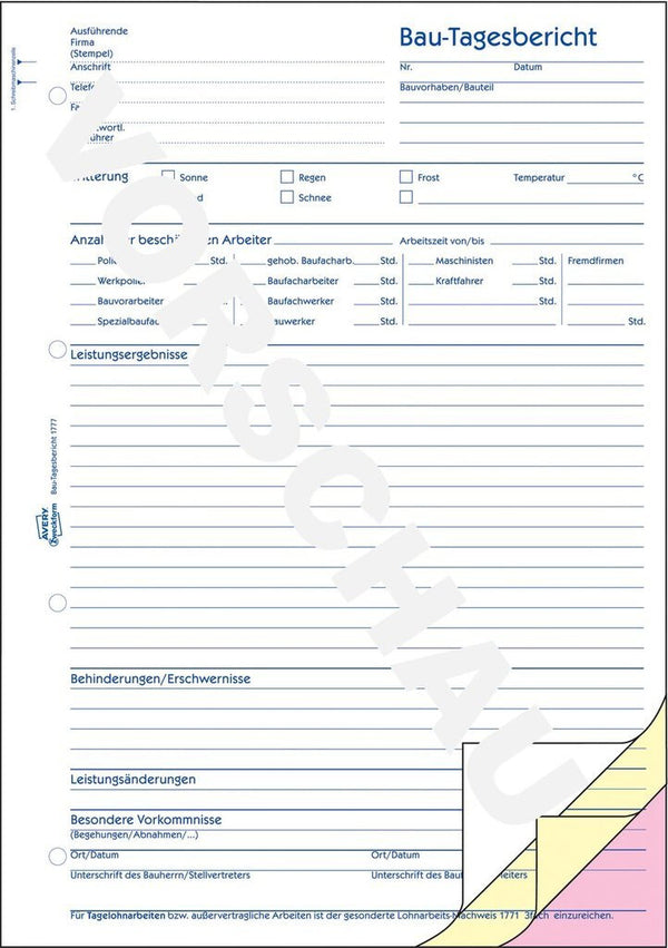 Avery 1777 regnskabsblanket og -bog A4 40 Sider