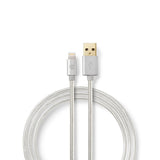 Nedis CCTB39300AL10 kabel til mobiltelefon Aluminium 1 m USB A Lightning