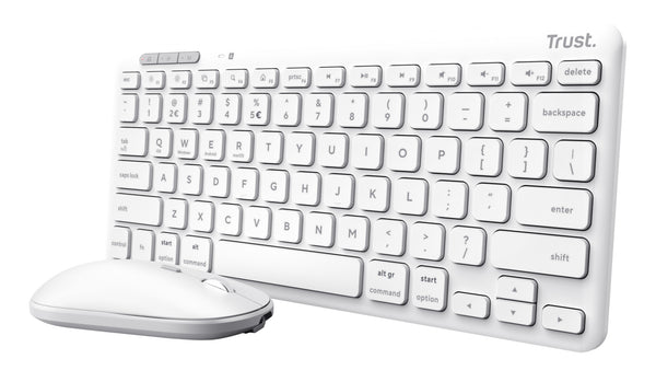 Trust Lyra tastatur Mus inkluderet Kontor RF trådløs + Bluetooth QWERTZ Tysk Hvid