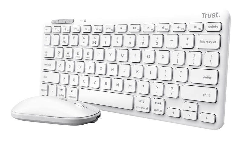 Trust Lyra tastatur Mus inkluderet Kontor RF trådløs + Bluetooth QWERTZ Tysk Hvid