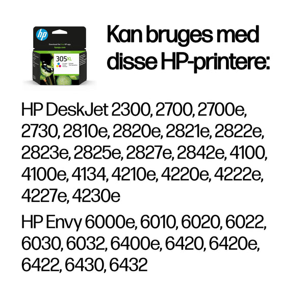 HP Original 305XL-blækpatron med stor kapacitet, trefarvet