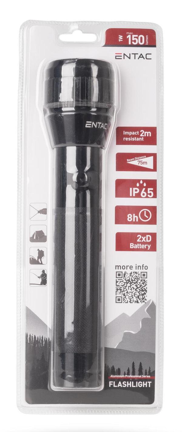 Entac EFL-2D-ALU lommelygte Sort Hånd lommelygte LED