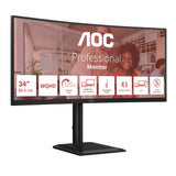 AOC E4 CU34E4CV computerskærm 86,4 cm (34") 3440 x 1440 pixel UltraWide Quad HD LCD Sort