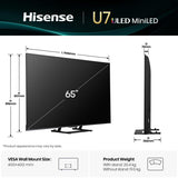Hisense 65U7Q 165,1 cm (65") 4K Ultra HD Smart TV Wi-Fi Sort 500 cd/m²