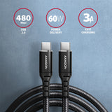 Axagon BUCM-CM10AB USB-kabel USB 2.0 1 m USB C 0,48 Gbit/sek. 60 W Sort