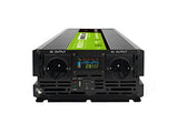 Green Cell Przetwornica napicia PowerInverter LCD 24 V 3000W/60000W Przetwornica samochodowa z wywietlaczem - czysty sinus strømadapter og vekselret Automatisk Sort