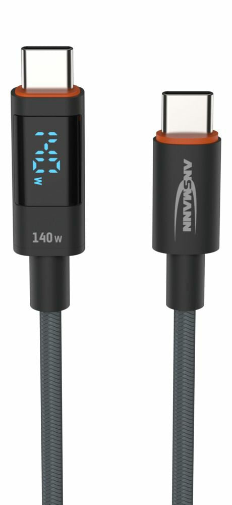 Ansmann 1700-0176 USB-kabel USB 2.0 1,2 m USB C 0,48 Gbit/sek. 140 W Anthracit