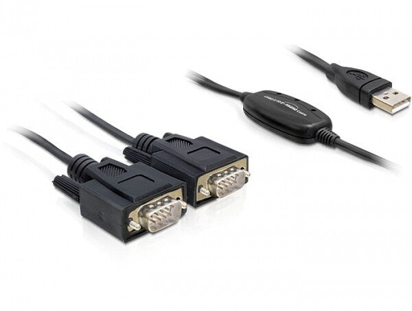DeLOCK 2x RS232/USB 2.0 serielkabel Sort USB Type-A 2 x DB-9