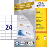 Avery 3474 selvklæbende etiket Rektandel Permanent Hvid 2400 stk