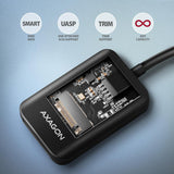 Axagon ADM2-AM USB-A 10Gbps - M.2 NVMe & SATA SSD adaptér, kabelis USB-A 10cm SSD kabinet Sort