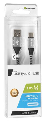 Tracer TRAKBK46266 USB-kabel USB 2.0 1 m USB C USB A Sort, Blå, Sølv