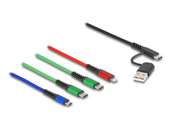 DeLOCK 87035 USB-kabel USB 2.0 1,2 m USB A/USB C USB C/Micro-USB B/Lightning Sort, Blå, Grøn, Rød