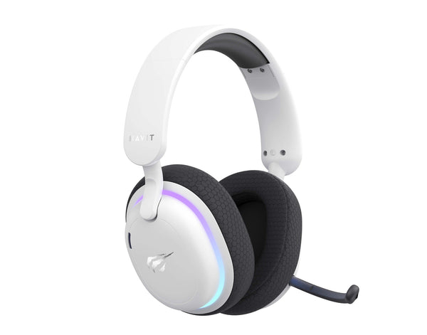 Havit Fuxi-H7 Hovedtelefoner Kabel & trådløs Headset Spil USB Type-C Bluetooth Sort, Hvid
