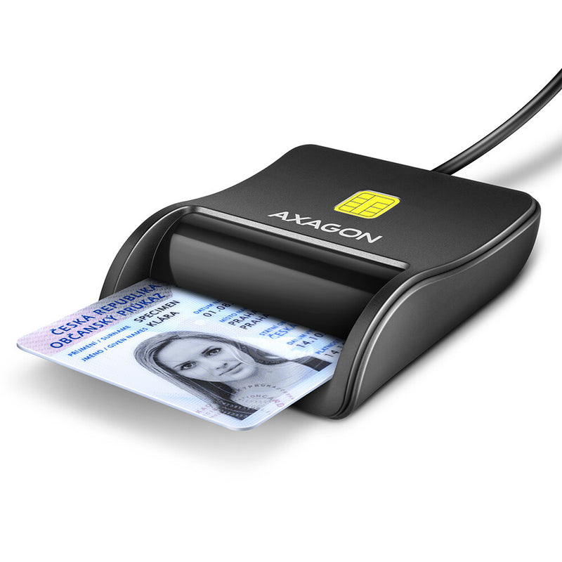 Axagon CRE-SM3N USB Smart card Flat smartcard læser Indendørs USB 2.0 Sort