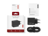 Lenovo Dual USB-C 65W GaN Charger Universel Sort Vekselstrøm Indendørs
