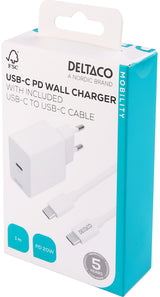 Deltaco USBC-AC146 oplader til mobil enhed Universel Hvid DC Hurtig opladning Indendørs