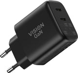 Vision TC-PUSBCEU/65 oplader til mobil enhed Universel Sort Vekselstrøm Hurtig opladning Indendørs