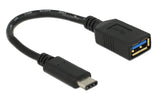 DeLOCK 0.15m USB 3.1 USB-kabel USB 3.2 Gen 2 (3.1 Gen 2) 0,15 m USB C USB A 5 Gbit/sek. Sort