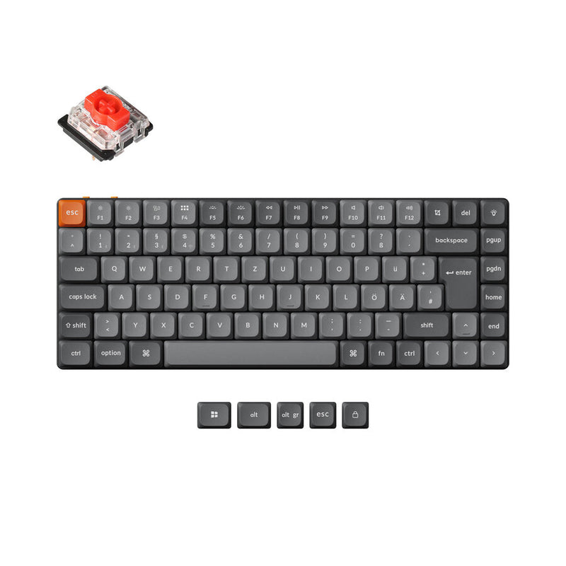 Keychron K3M-H1-DE tastatur Hjemme/kontor USB + RF Wireless + Bluetooth Tysk Grå