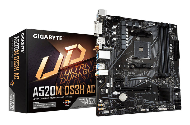 GIGABYTE A520M DS3H AC bundkort AMD A520 Stik AM4 micro ATX