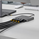 StarTech.com QUAD-USB-DP-ADAPT dockingstation Ledningsført USB 3.2 Gen 1 (3.1 Gen 1) Type-C Grå
