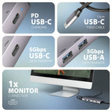 Axagon HMC-5H60 dockingstation Ledningsført USB 3.2 Gen 1 (3.1 Gen 1) Type-C Grå
