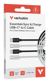 Verbatim 32391 USB-kabel USB 2.0 1 m USB C 0,48 Gbit/sek. 60 W Sort, Hvid
