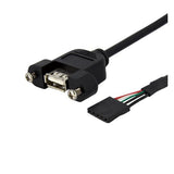 StarTech.com 30 cm Inbouwpaneel USB Kabel - USB A naar Moederbord Aansluitkabel F/F USB-kabel 0,3 m Sort