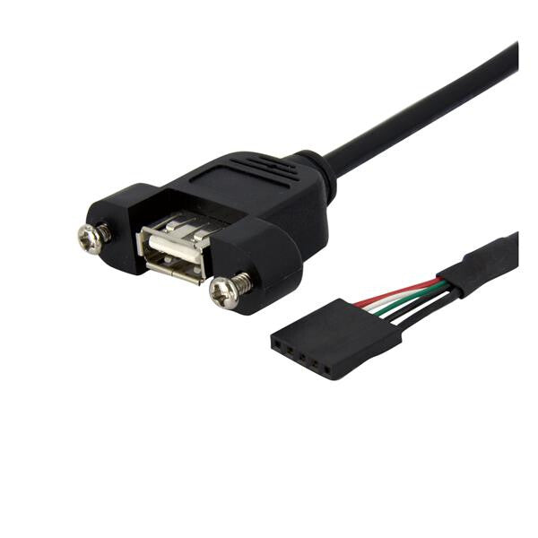 StarTech.com 30 cm Inbouwpaneel USB Kabel - USB A naar Moederbord Aansluitkabel F/F USB-kabel 0,3 m Sort