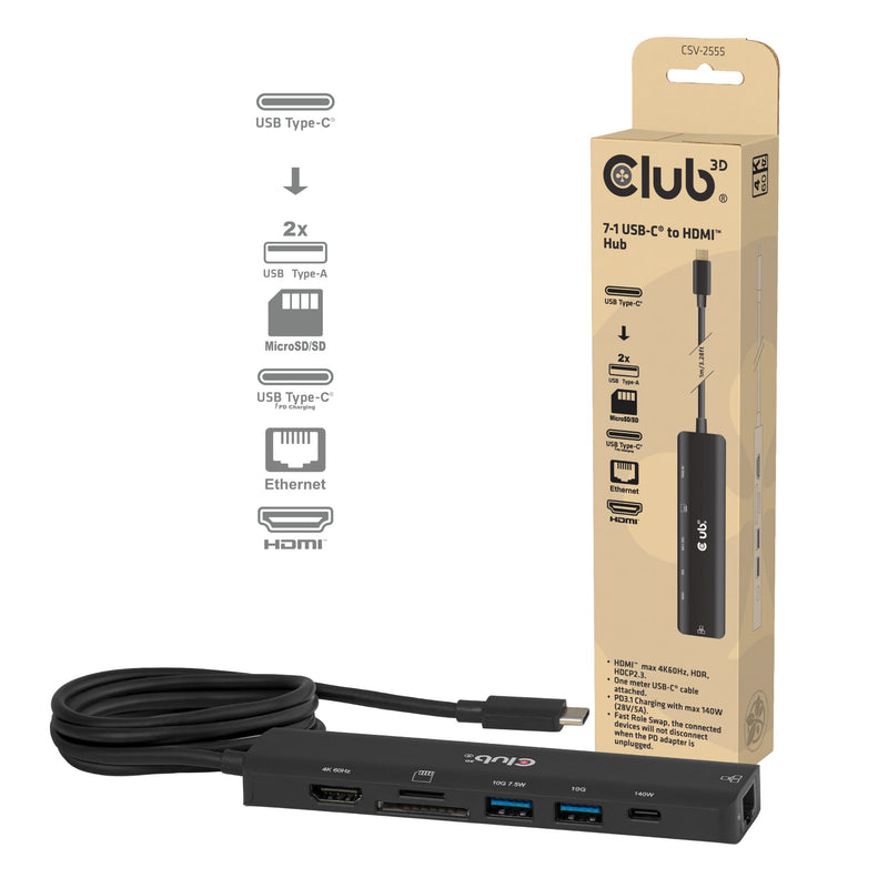 CLUB3D CSV-2555 dockingstation Ledningsført Sort
