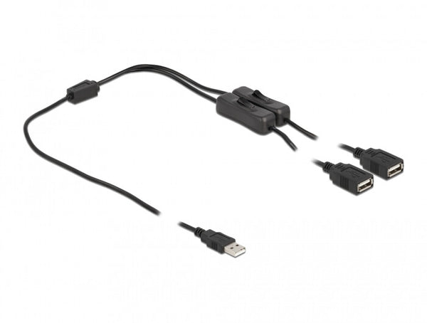 DeLOCK 86803 USB-kabel USB 2.0 1 m USB A 2 x USB A Sort