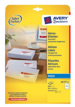 Avery J8177-25 print etiket Hvid