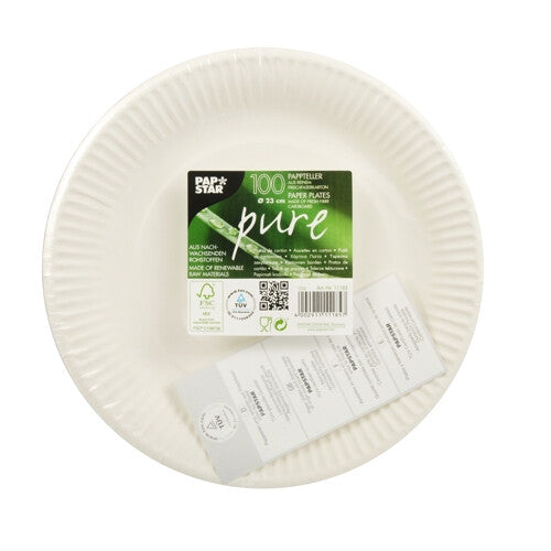 Papstar 11185 spisetallerken Rund Papir Hvid 100 stk