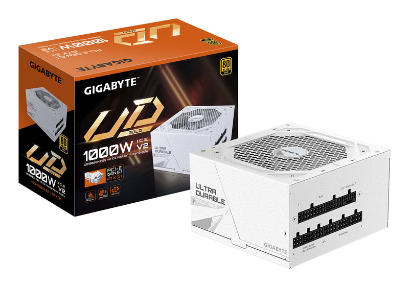 GIGABYTE UD1000GM PG5 V2 ICE enhed til strømforsyning 1000 W 20+4 pin ATX ATX Hvid