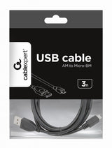 Gembird CCP-MUSB2-AMBM-10 USB-kabel USB 2.0 3 m Micro-USB B USB A Sort