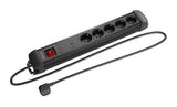 Lanberg SP1-05F-0300-BK stikdåse 3 m 5 AC stikkontakt(er) Indendørs Sort