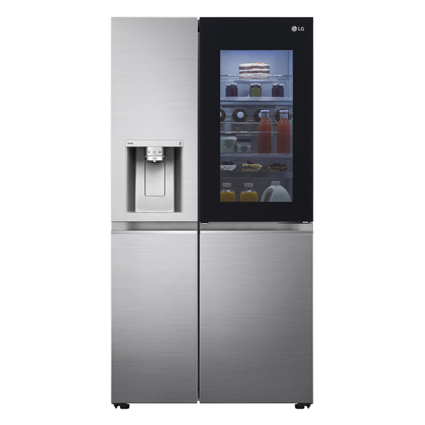 LG InstaView GSXV91PZAE side-by-side køle-fryseskab Fritstående 635 L Sort, Rustfrit stål