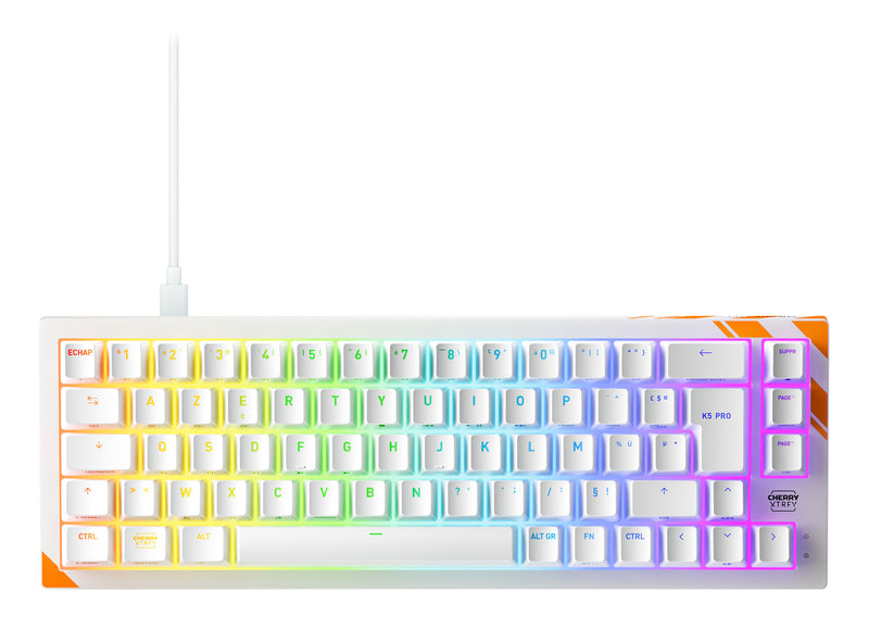 CHERRY K5 PRO TMR COMPACT tastatur Spil USB AZERTY Fransk Orange, Hvid