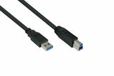 Kabelmeister UK30P-AB-018S USB-kabel USB 3.2 Gen 1 (3.1 Gen 1) 1,8 m USB A USB B 5 Gbit/sek. Sort