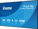 iiyama LH6575UHS-B2AG skilte display Digital fladpaneldisplay 163,8 cm (64.5") LCD Wi-Fi 500 cd/m² 4K Ultra HD Sort Indbygget processer Android 11 24/7