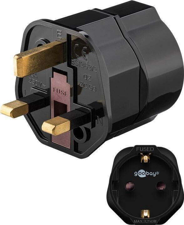 Goobay 45352 strømstik adapter Type F Type G (UK) Sort