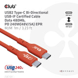 CLUB3D CAC-1511 USB-kabel USB 2.0 1 m USB C 0,48 Gbit/sek. 240 W Orange