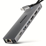 Axagon HMC-7HX2 dockingstation Ledningsført USB 3.2 Gen 1 (3.1 Gen 1) Type-C Grå