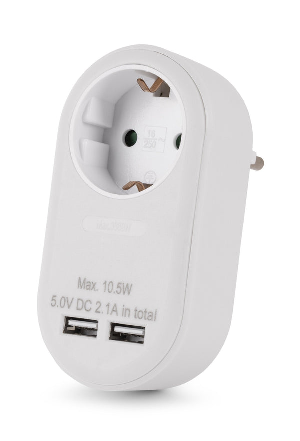 Entac EPAG-1EE-2USB-W strømstik adapter Type F Hvid