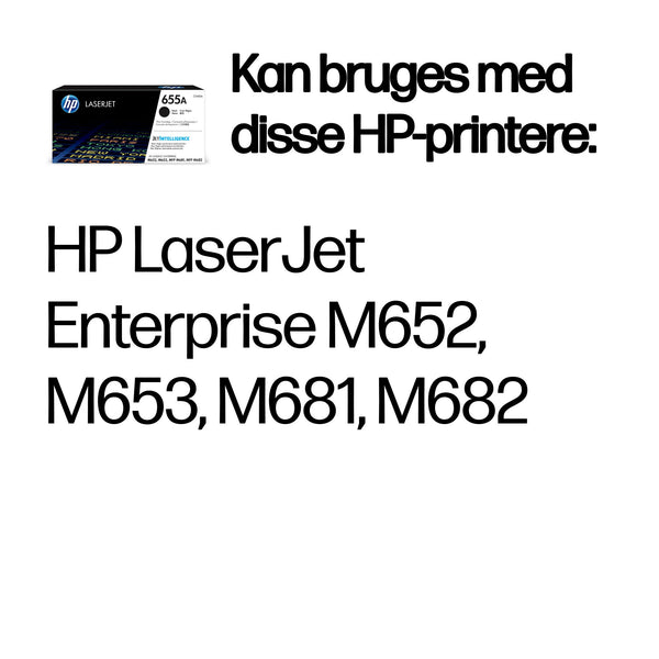 HP Original 655A LaserJet-tonerpatron, sort