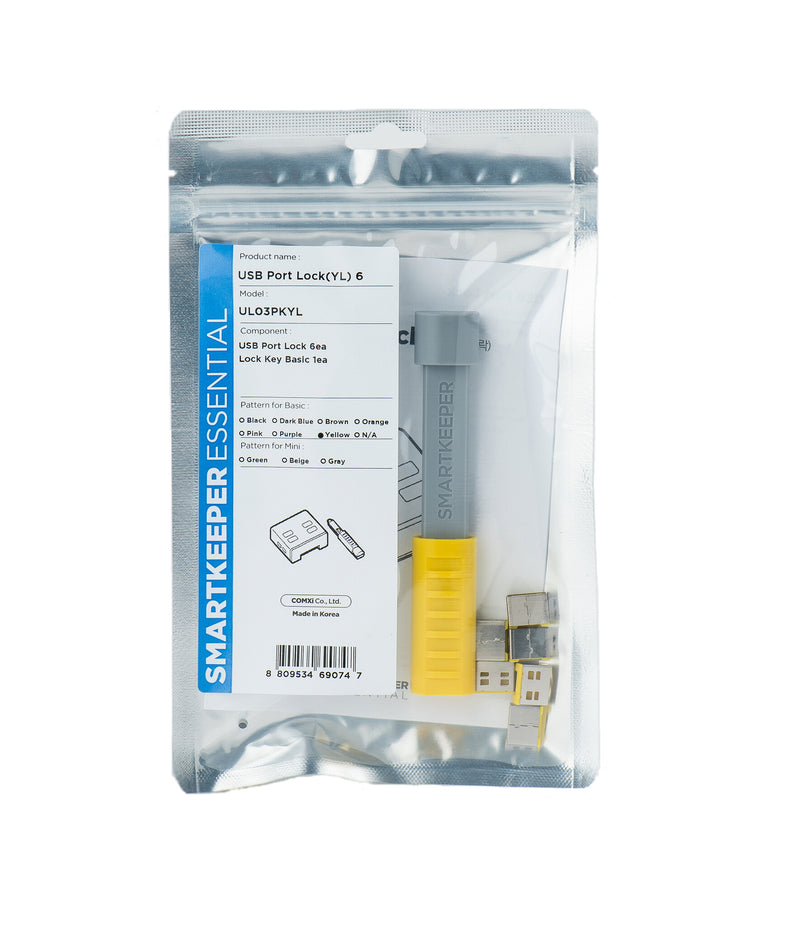 Smartkeeper UL03PKYL portblokering Portblokering + nøgle USB Type-A Gul 1 stk