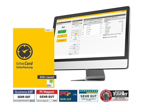 Reiner SCT timeCard time recording annual license, 10 employees, ESD, 1 year Kommerciel 1 licens(er) Elektronisk software download (ESD) 1 År 12 måned(er)