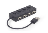 Gembird USB 2.0 4-port hub with switches, black