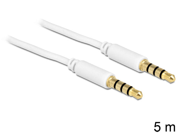 DeLOCK 3.5mm - 3.5mm, 5m lydkabel Hvid